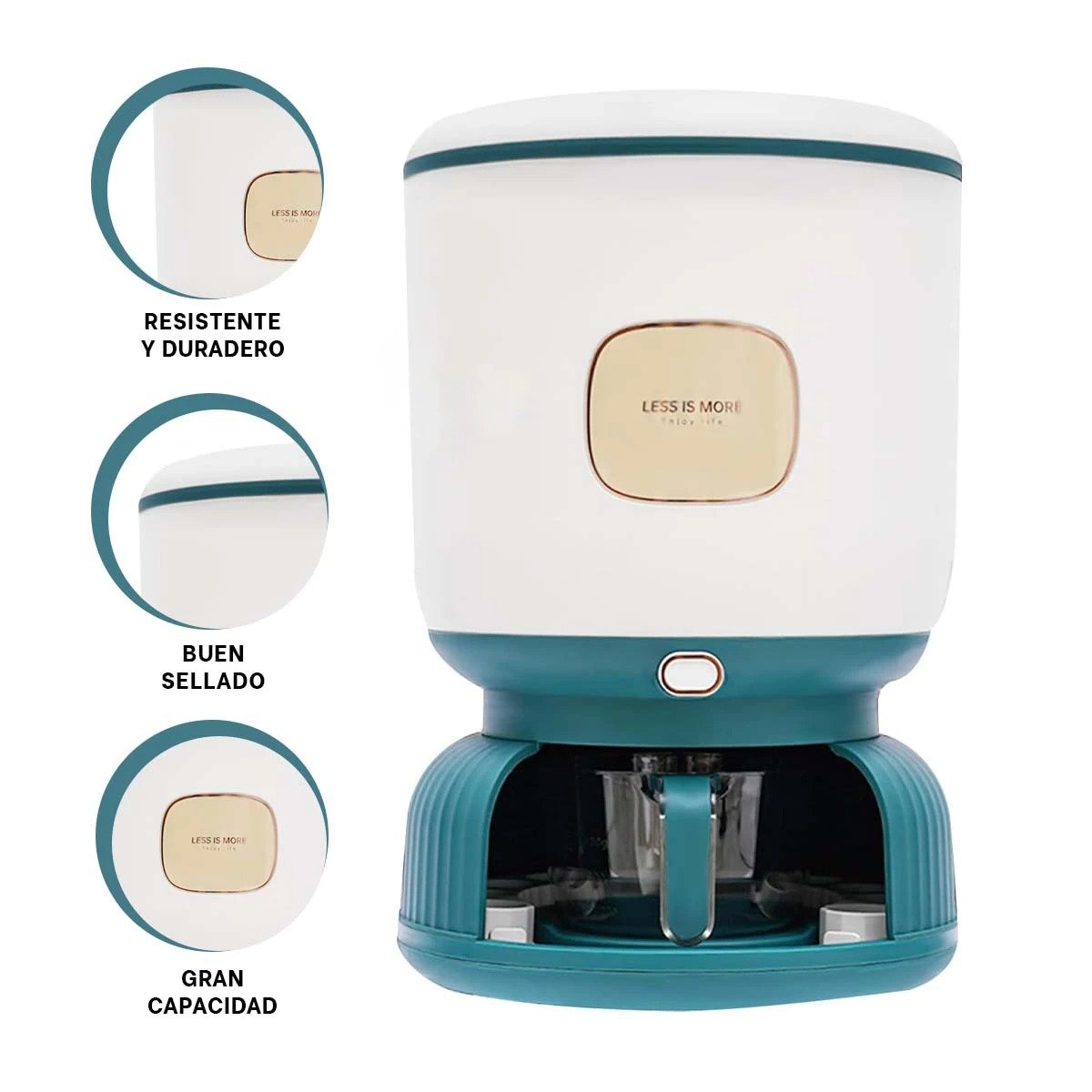 DISTRIBUIDOR DE CEREALES Y MENESTRAS 10KG CON ALMACENAMIENTO HUEVOS VERDE CON BLANCO Y+POST IT - 5