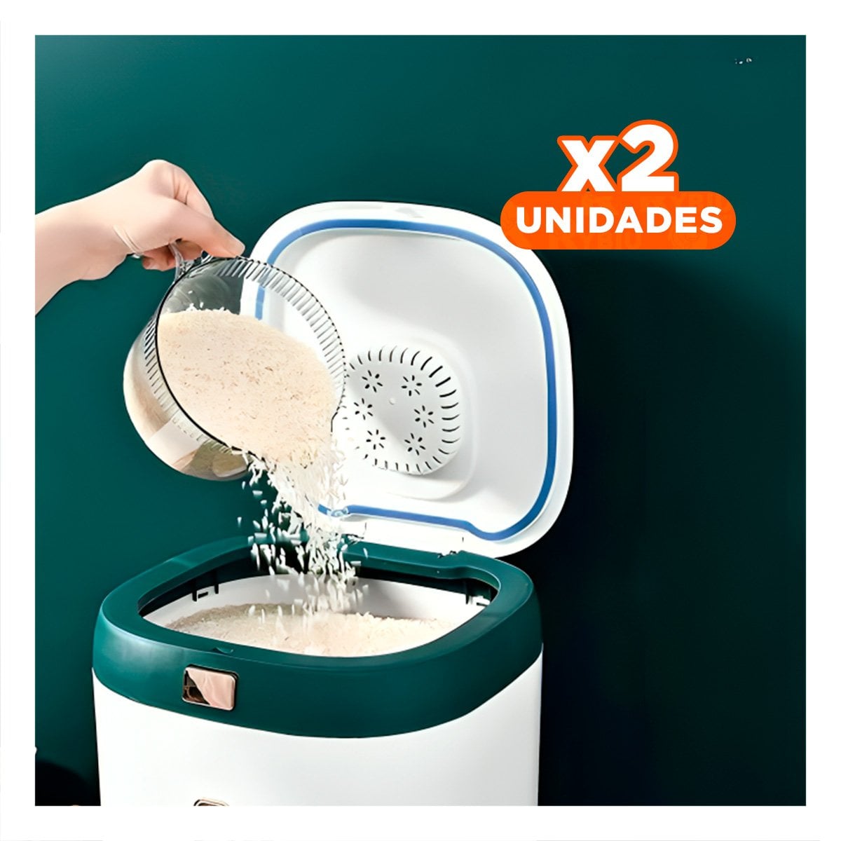 PACK2 EXPENDEDOR DE ARROZ 10KG CON MENESTRAS VERDE CON BLANCO - 1