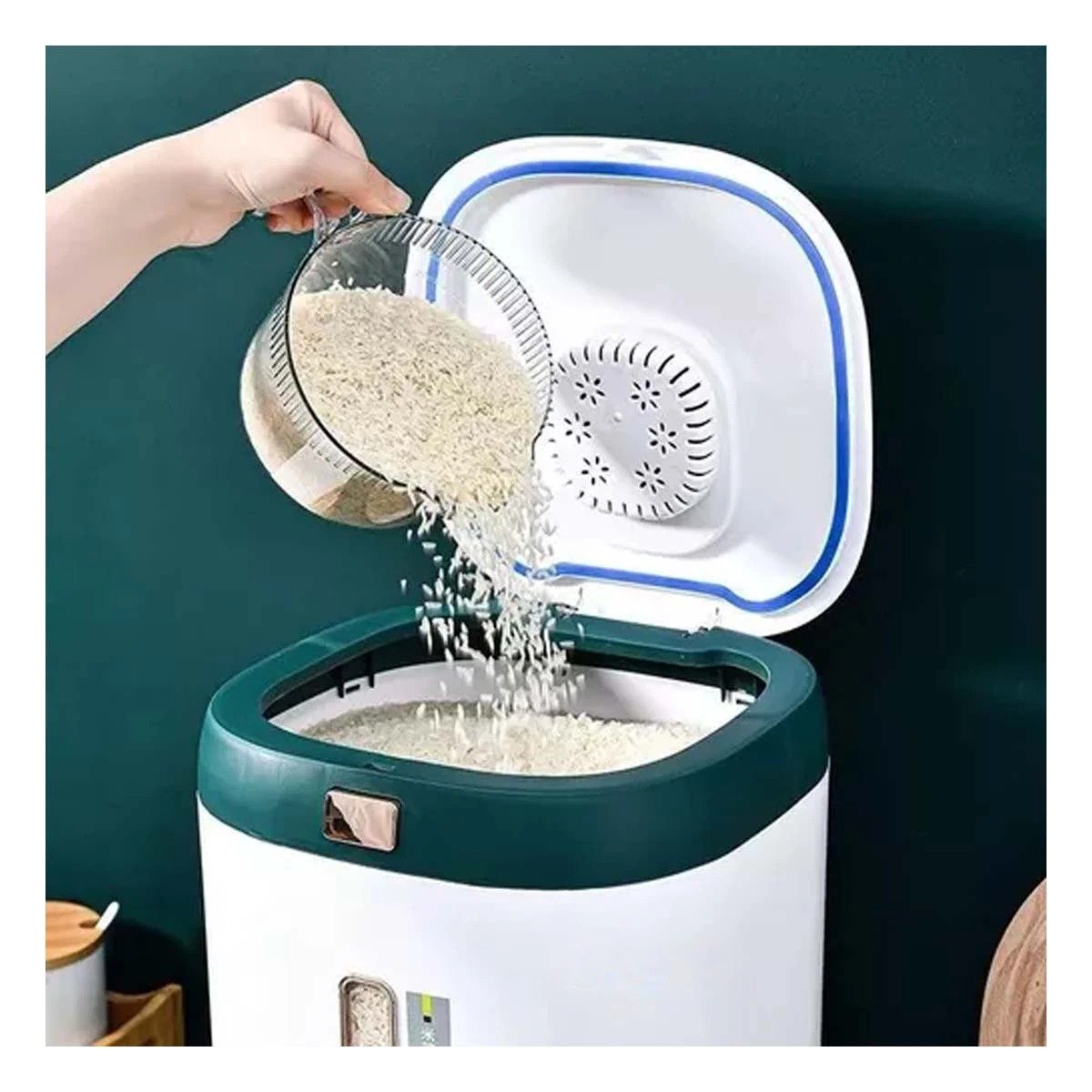 PACK2 EXPENDEDOR DE ARROZ 10KG CON MENESTRAS VERDE CON BLANCO - 5