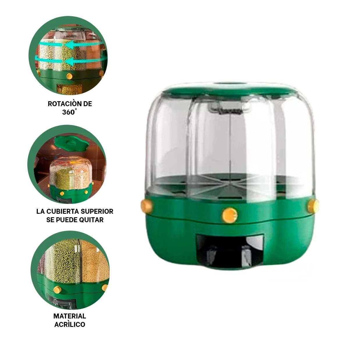 DISPENSADOR GIRATORIO VERDE 6 KG PARA LA GESTION EN FAMILIA REAL Y+PAPEL REGALO - 5