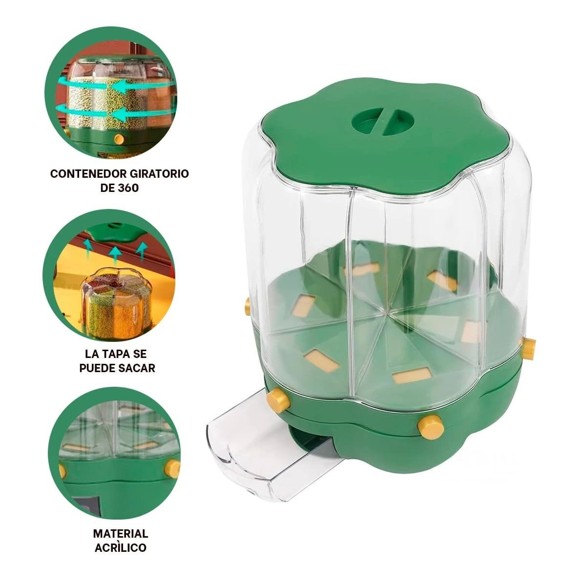 DISPENSADOR GIRATORIO VERDE 9 KG PARA LA GESTION EN FAMILIA REAL Y+PAPEL REGALO - 5