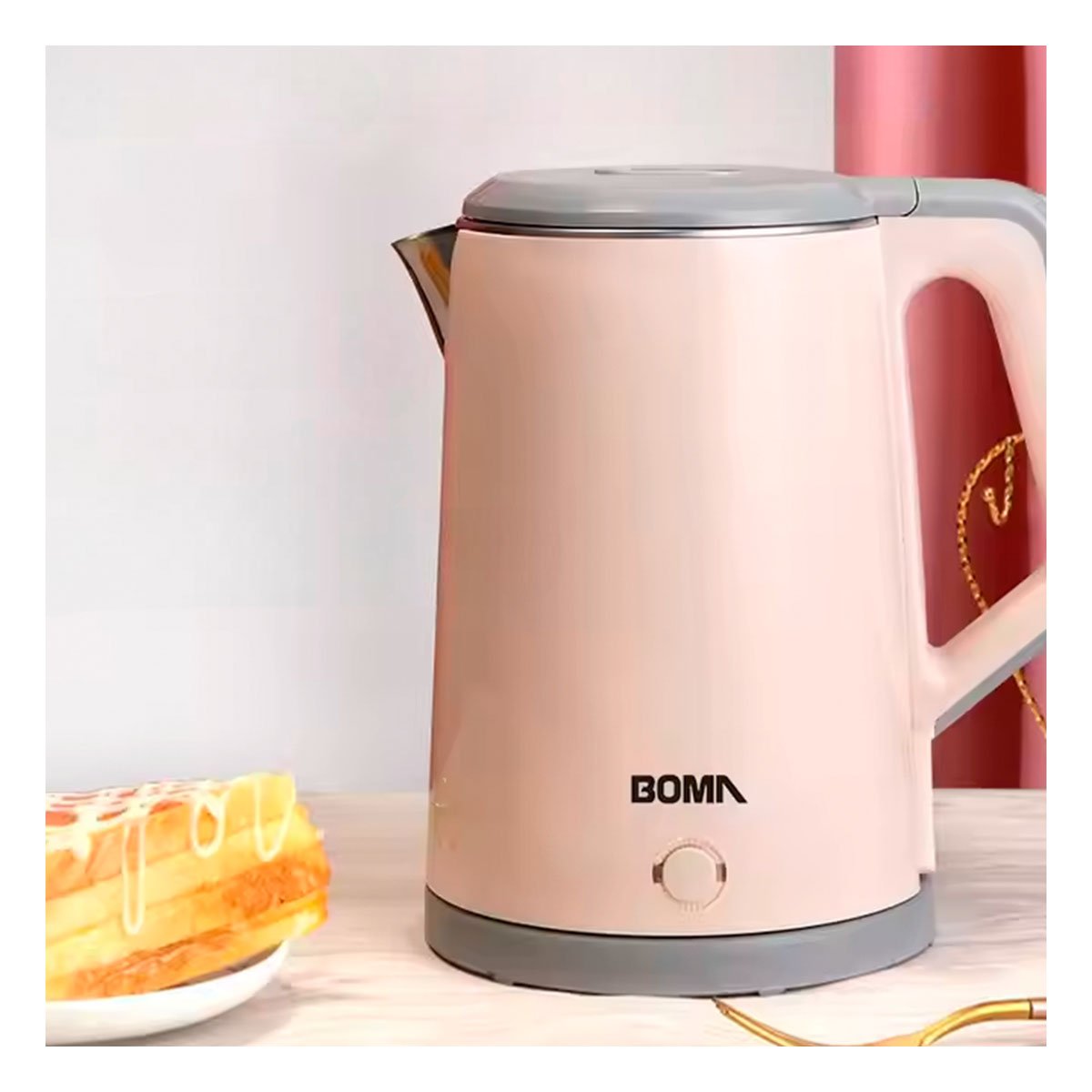 PACK6 CALDERA ELECTRICA DURADERA CON BASE ESTABLE 2,3L MELON YREGALO STICKER - 5