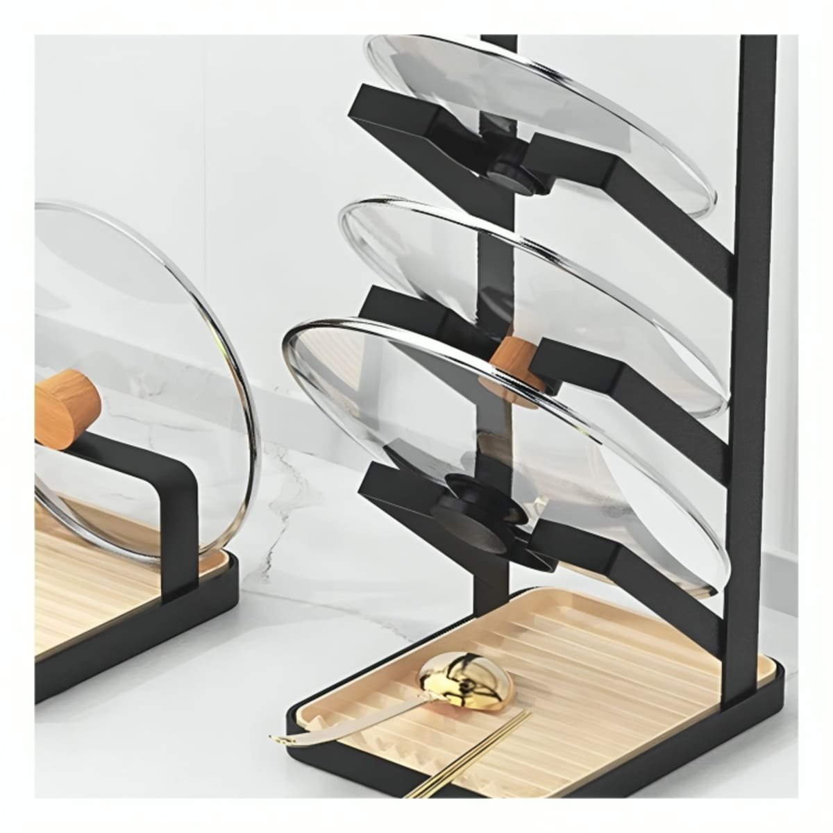 PACK4 BASE PARA COCINA EN NEGRO PARA TAPA DE OLLA Y CUCHARAS DURABLE - 2