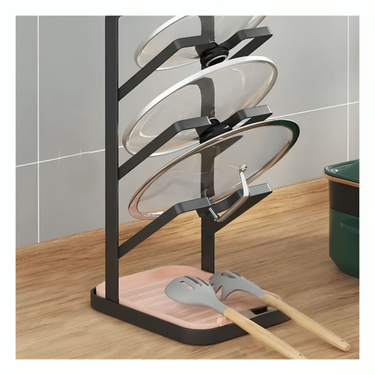 PACK4 BASE PARA COCINA EN NEGRO PARA TAPA DE OLLA Y CUCHARAS DURABLE - 3