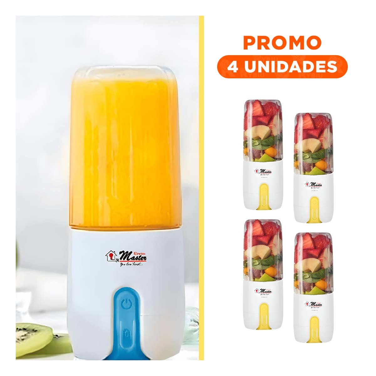 PACK4 BATIDORA PORTATIL 2 EN 1 CON HOJAS DE ACERO INOXIDABLE BLANCO - 1
