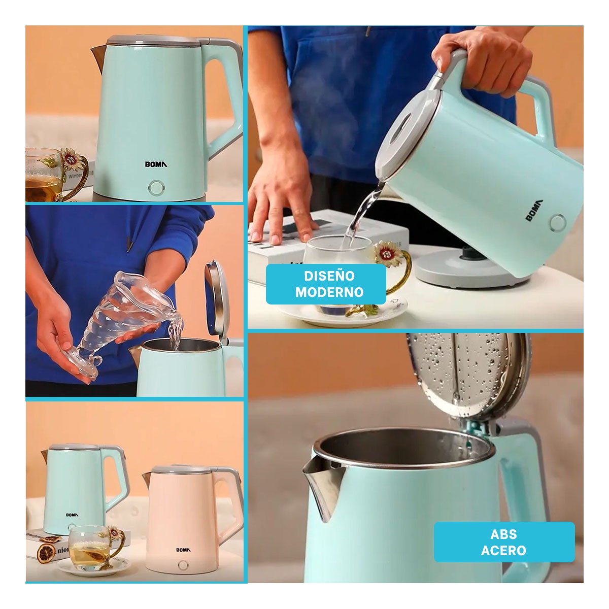 HERVIDOR ELECTRICO CON CAPACIDAD AMPLIA PARA TODA LA FAMILIA 2,3L CELESTE YPAPEL REGALO - 3