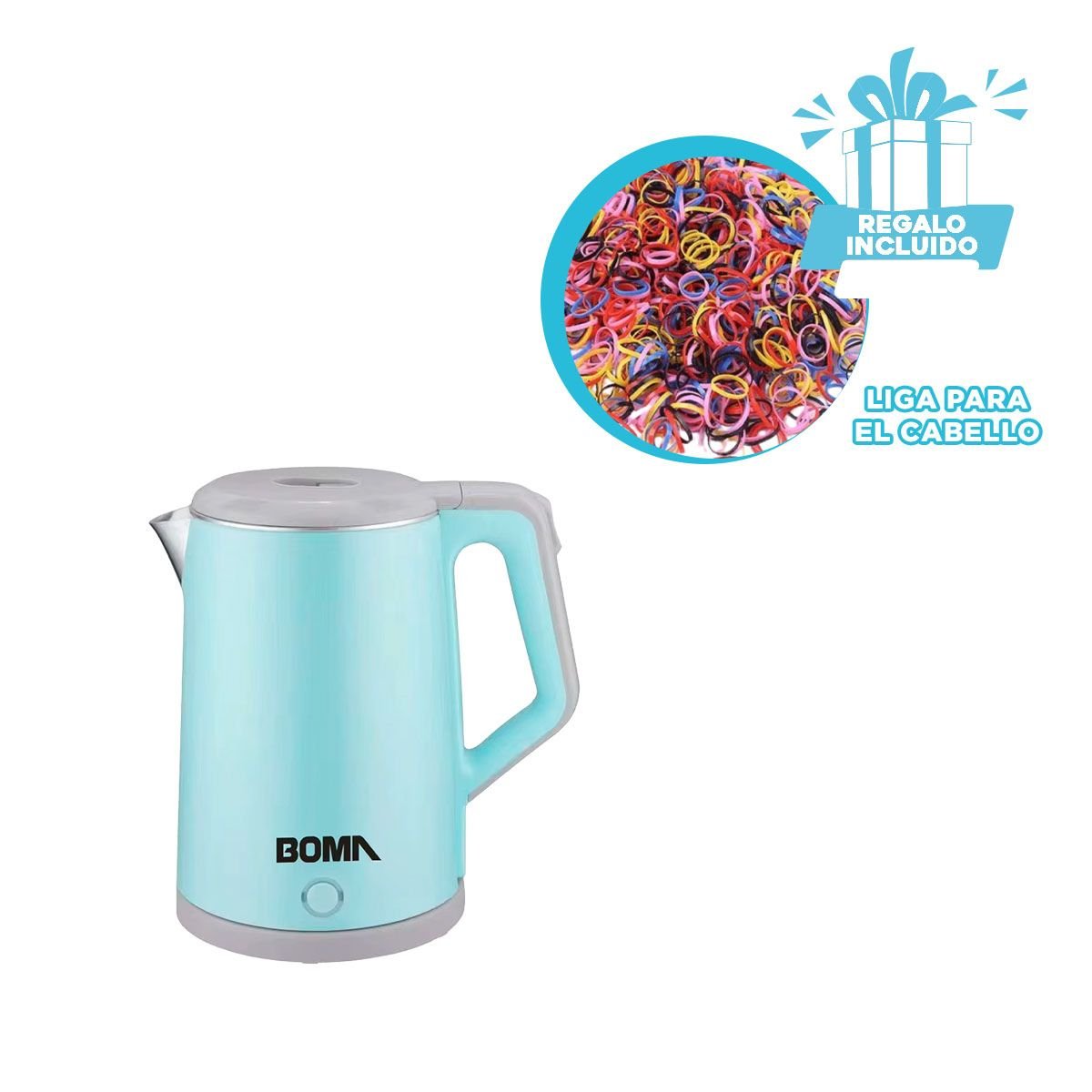 HERVIDOR COMPACTO CON BASE ANTIDESLIZANTE Y ENCENDIDO INMEDIATO 2,3L CELESTE YLIGAS REGALO - 2