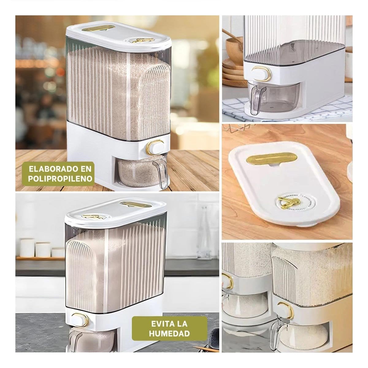 CONTENEDOR DE COCINA 39X16,5X33CM EN BLANCO PARA GRANOS SECOS Y+LIGAS REGALO - 1