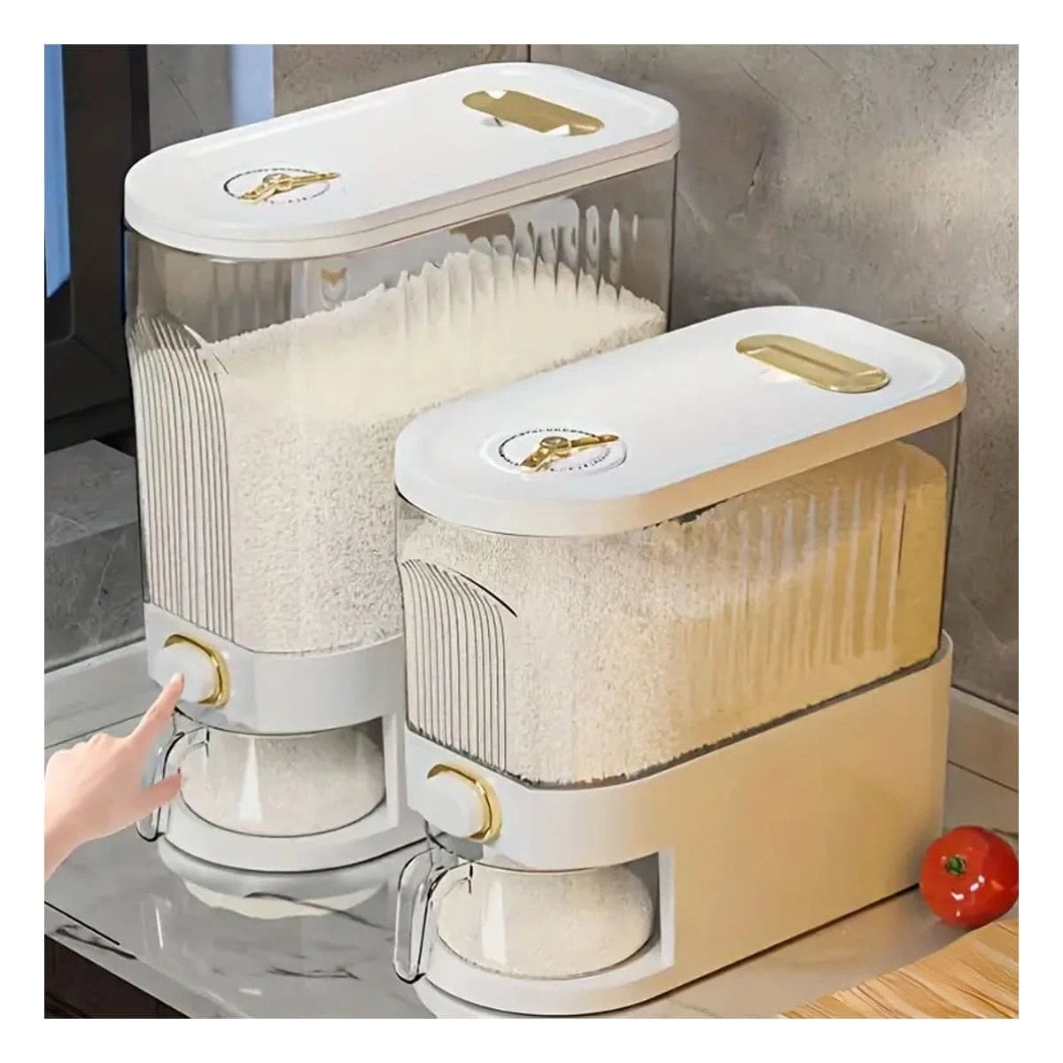 CONTENEDOR DE COCINA 39X16,5X33CM EN BLANCO PARA GRANOS SECOS Y+LIGAS REGALO - 3