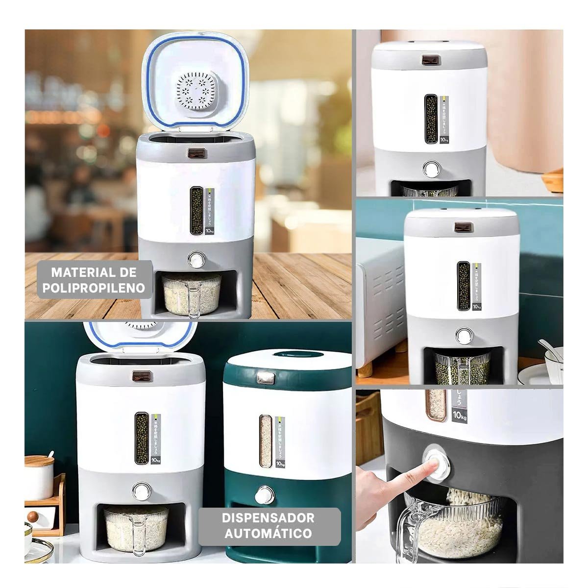 DISPENSADOR DE ARROZ PLOMO Y CEREALES CON CAPACIDAD DE 10KG TAPA SEGURA - 2