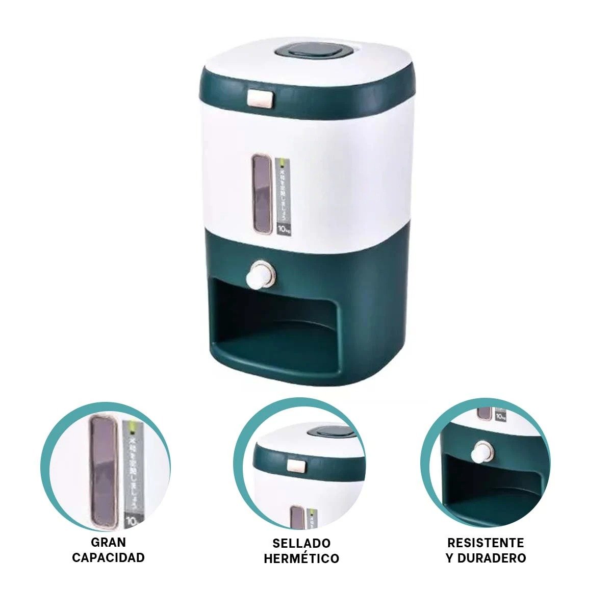 DISTRIBUIDOR PARA CEREALES Y LEGUMBRES 10KG VERDE CON BLANCO Y+PAPEL REGALO - 5