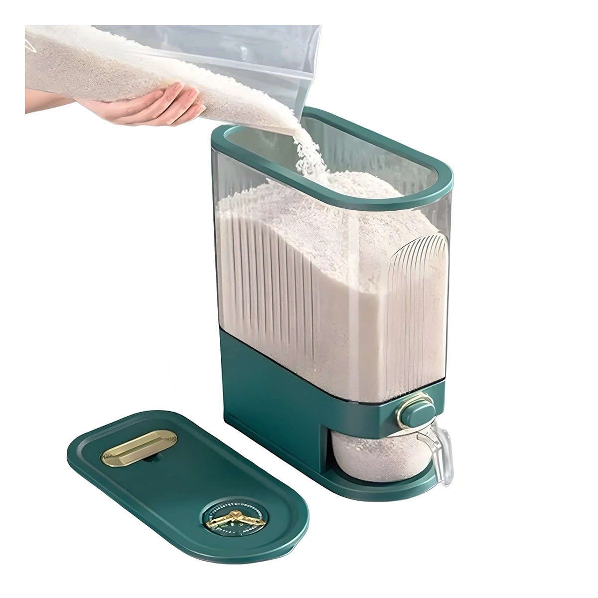 CONTENEDOR PARA DESPENSA VERDE MEDIDA 39X16,5X33CM ARROZ CEREAL Y+REGALO STICKER - 1