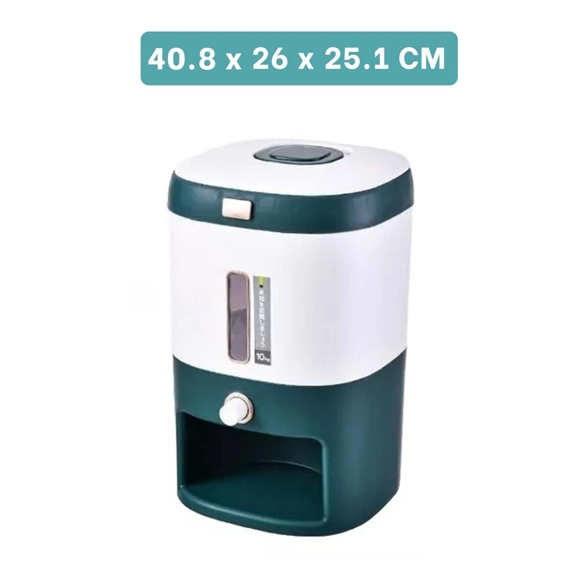 DISTRIBUIDOR RECTANGULAR DE ARROZ Y LEGUMBRES 10KG VERDE CON BLANCO Y+LIGAS REGALO - 4