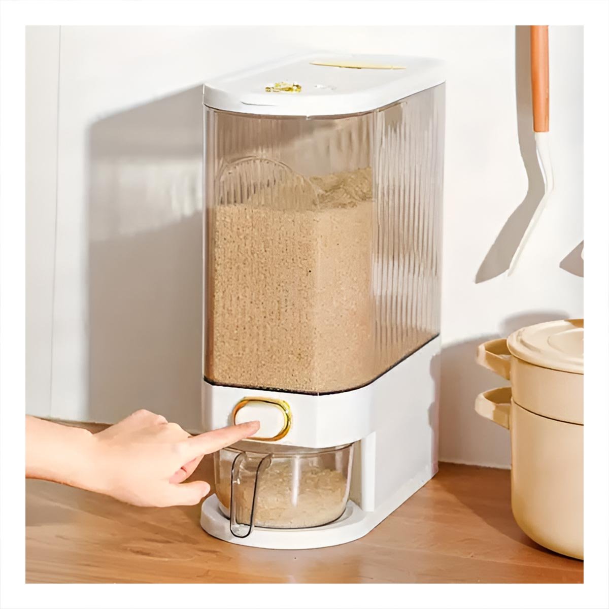CONTENEDOR BLANCO PARA ARROZ Y CEREAL DE DIMENSIONES DE 39X16,5X33CM USO COCINA HOGAR - 5