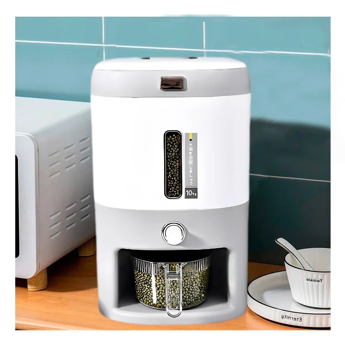 DISPENSADOR DE CEREALES Y ARROZ CON CUERPO PLOMO CAPACIDAD 10KG Y+LIGAS REGALO - 3