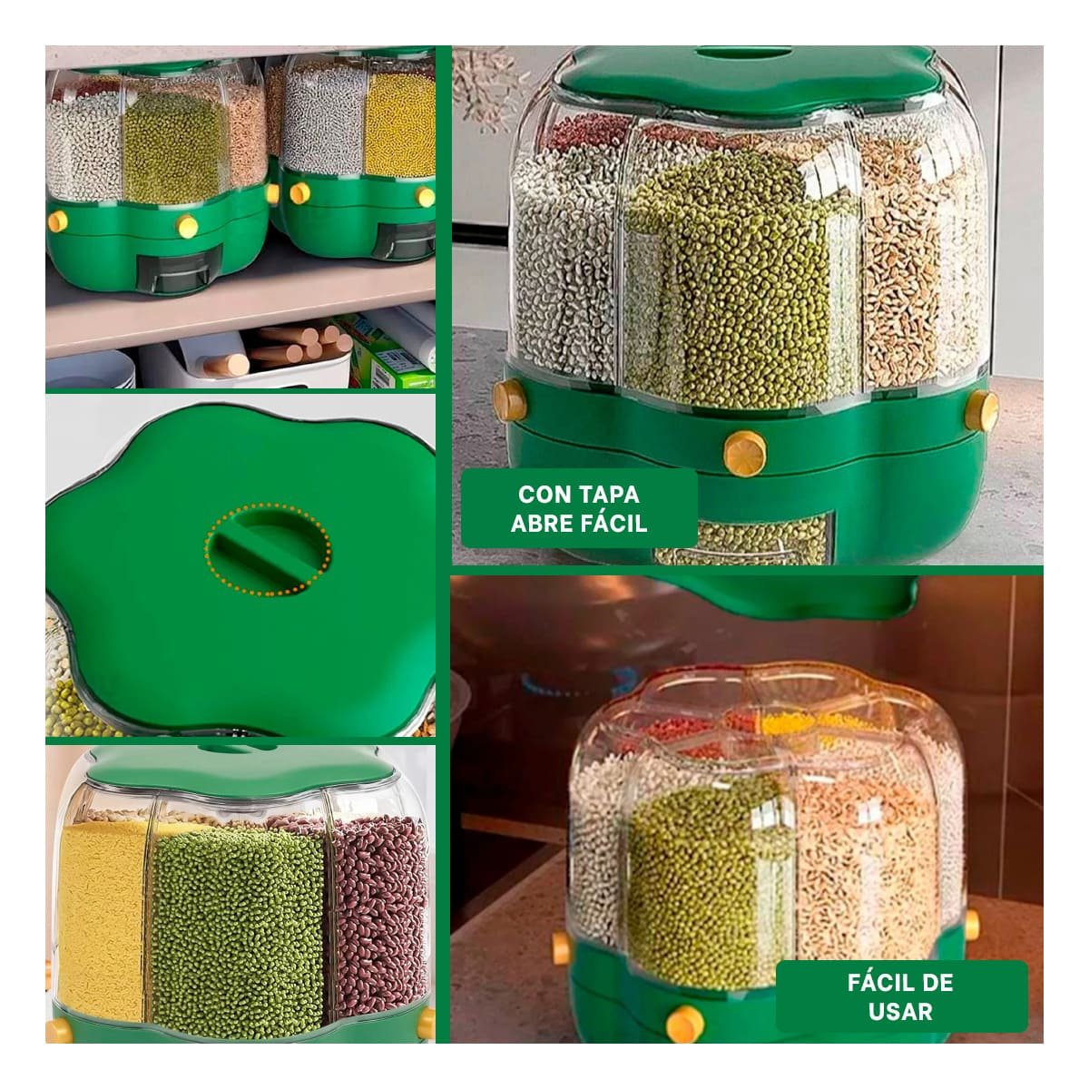 PACK4 ARTICULO DE MENAJE VERDE 6 KG PARA LA LIMPIEZA EN SU DOMICILIO Y+REGALO STICKER - 2