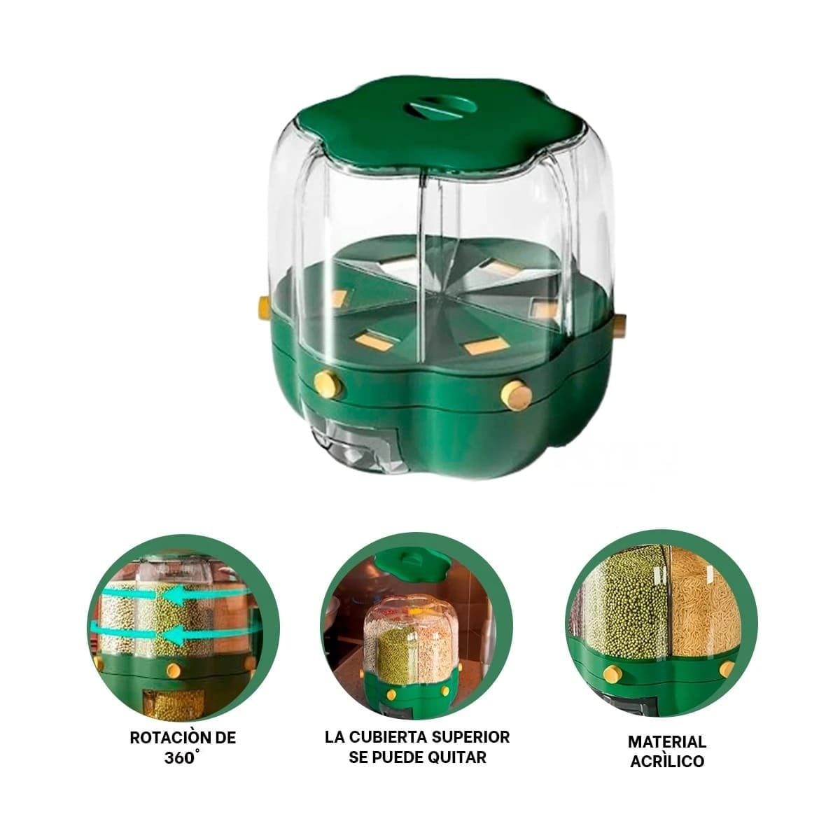 DISPENSADOR GIRATORIO VERDE 6 KG PARA BRINDAR COMODIDAD EN CASA Y+POST IT - 5