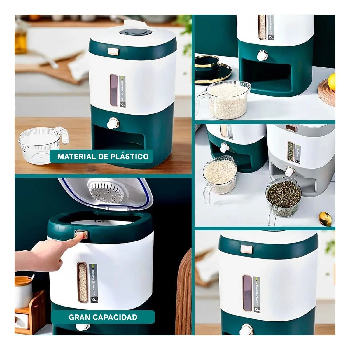DISTRIBUIDOR ARROZ 10KG CON MENESTRAS VERDE CON BLANCO Y+POST IT - 2