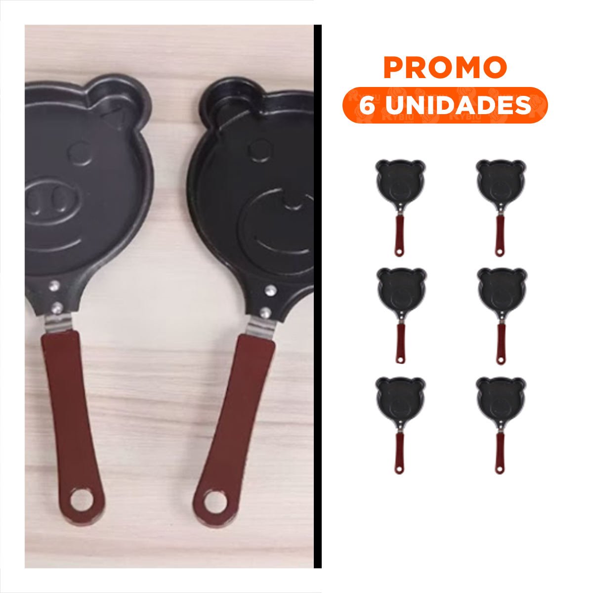 PACK6 CAZUELA CABEZA DE OSO PLOMO DURADERA Y RESISTENTE COCINAR COMIDAS Y+REGALO STICKER - 1