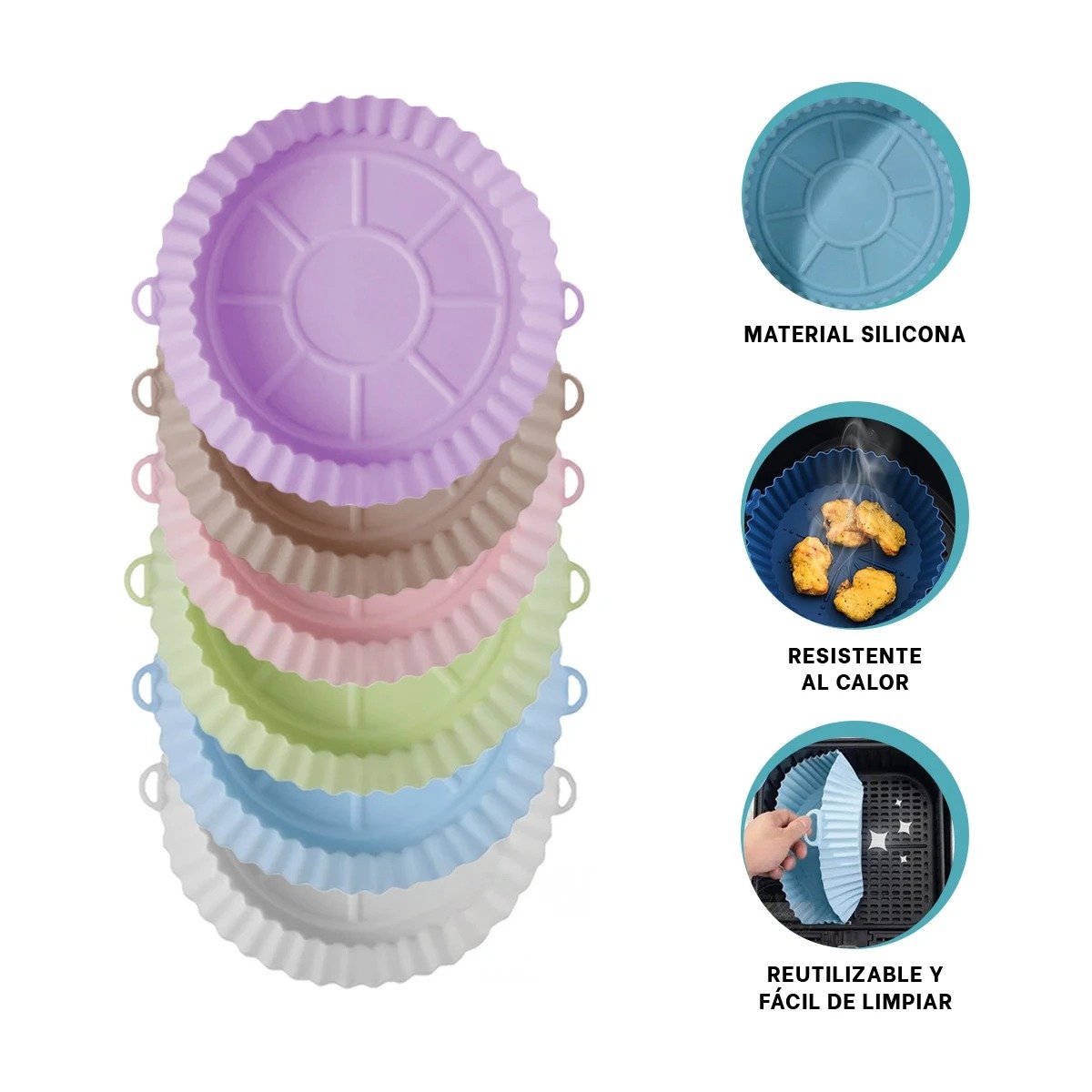 MOLDE DE SILICONA SET DE 2 PARA FREIDORA DE AIRE CON LIMPIEZA SENCILLA Y+POST IT - 5