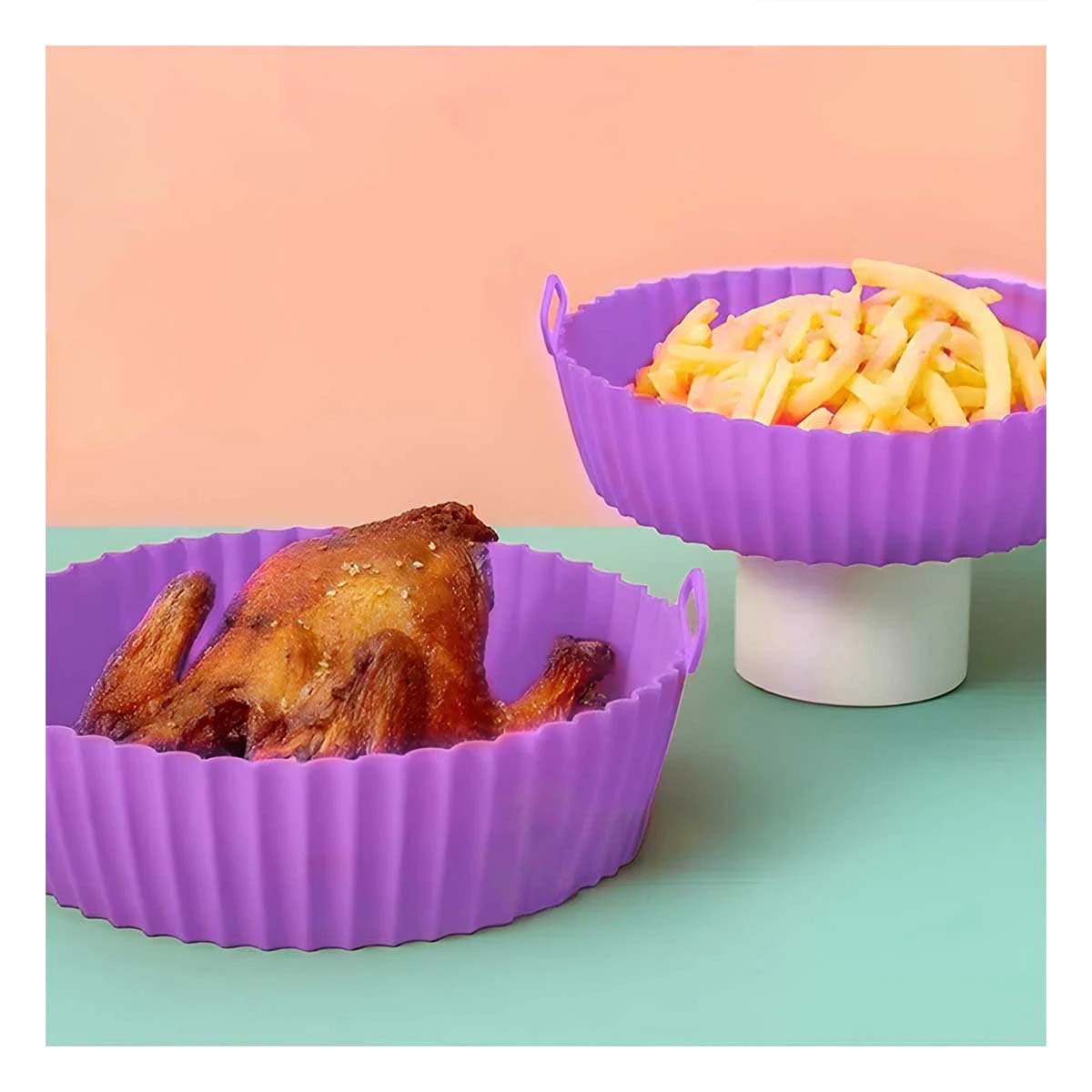 PACK6 JUEGO DE 2 MOLDES EN SILICONA PARA FREIDORA DE AIRE PARA RECETAS CASERAS Y+REGALO STICKER - 5