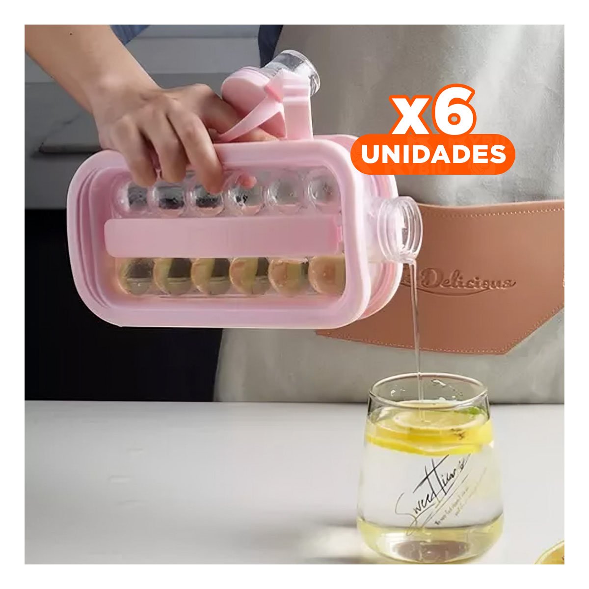 PACK6 CONTENEDOR QUE FACILITA MANTENER CUBOS DE HIELO Y BEBIDAS ROSADO YPAPEL REGALO - 1