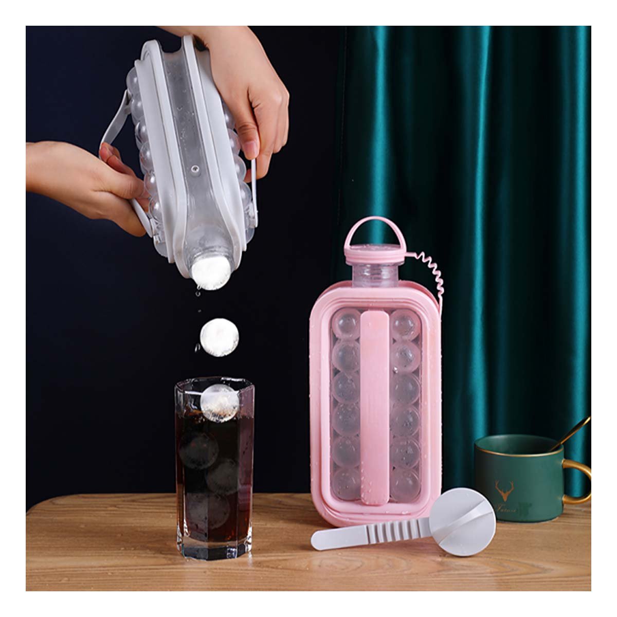 PACK4 CONTENEDOR EN BOTELLA PARA CUBOS Y MANTENER BEBIDAS FRIAS ROSADO YREGALO STICKER - 5