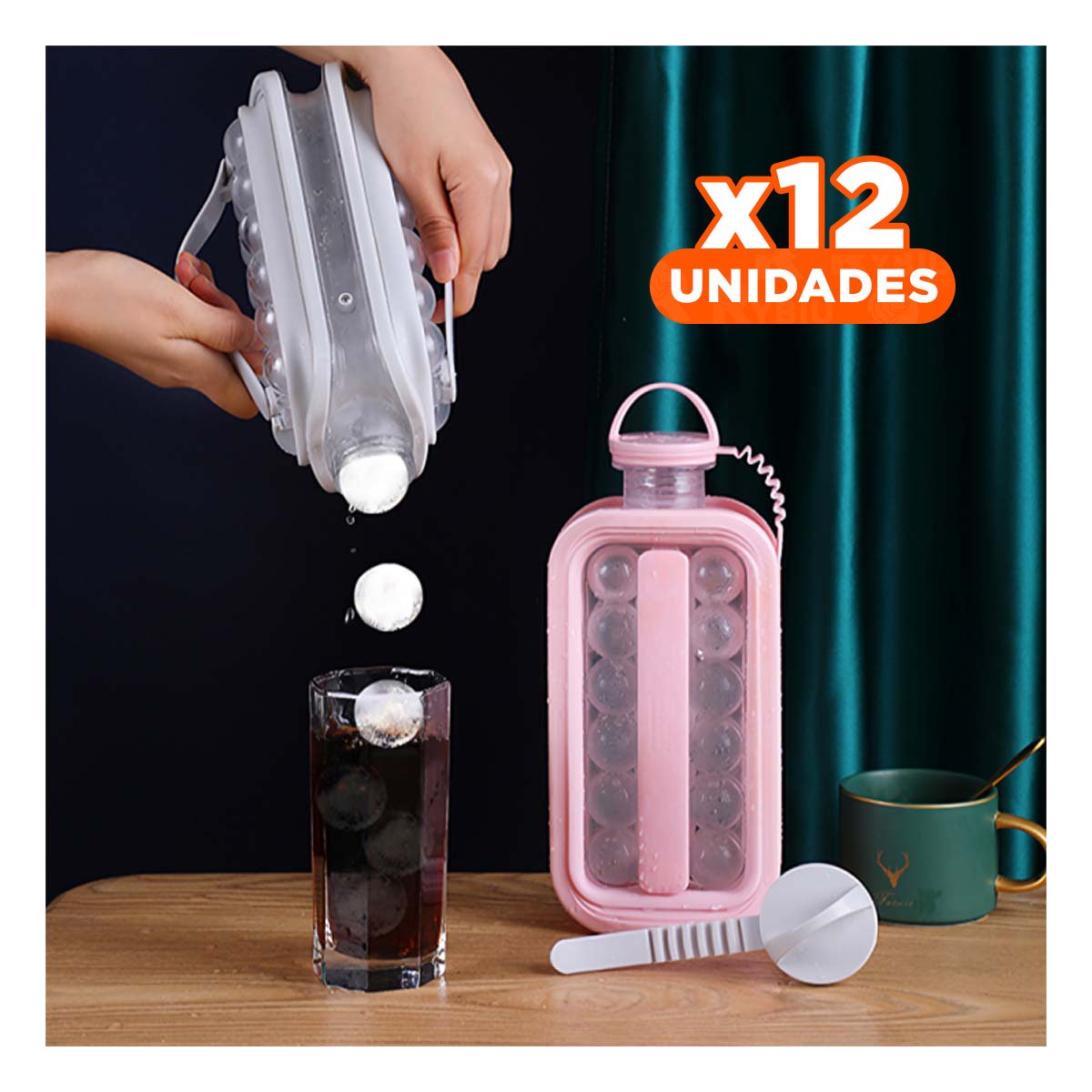 PACK12 REFRIGERADOR PORTATIL EN BOTELLA PARA MANTENER CUBOS ROSADO YPAPEL REGALO - 1