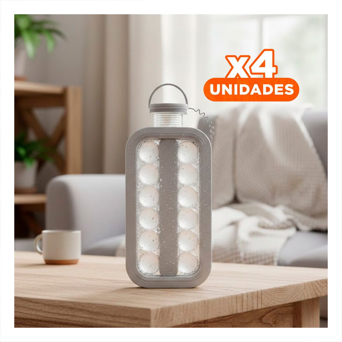 PACK4 CONTENEDOR PARA SERVIR BEBIDAS FRIAS Y ORGANIZAR CUBOS DE HIELO GRIS YREGALO STICKER - 1