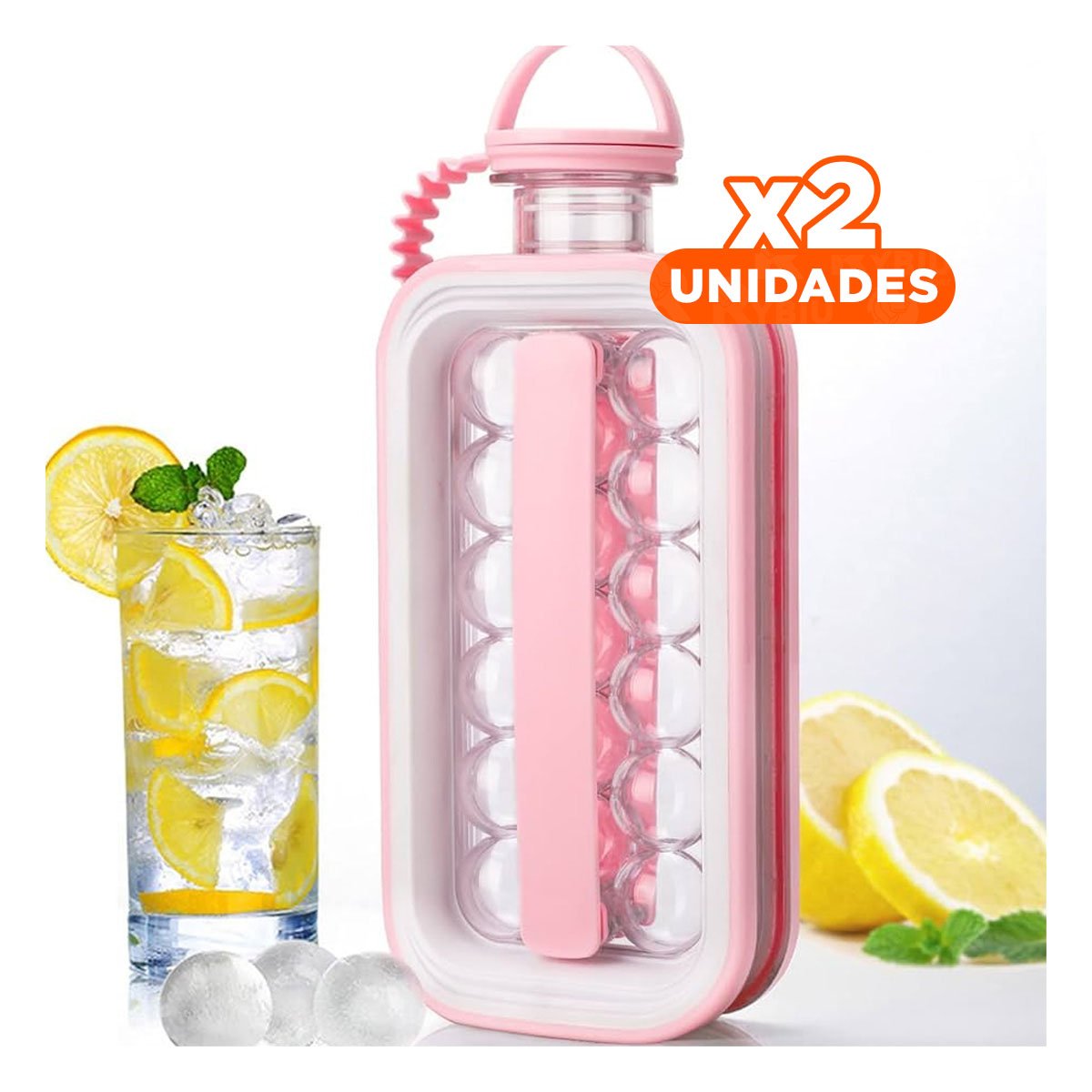 PACK2 ENVASE QUE FACILITA ORGANIZAR BEBIDAS FRIAS Y CUBOS LISTOS ROSADO YPAPEL REGALO - 1