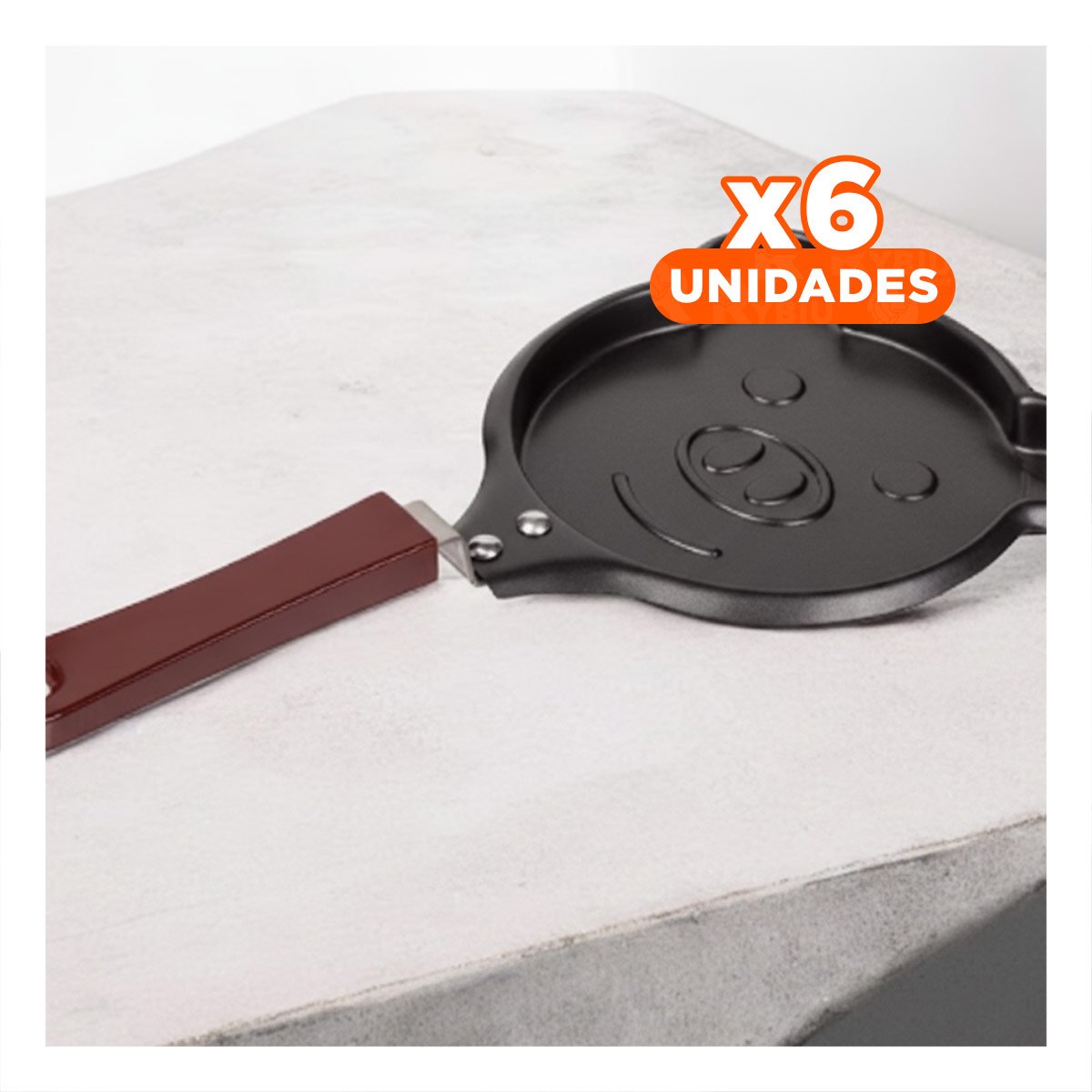 PACK6 CAZUELA CABEZA DE CHANCHO PLOMO PRACTICA Y FUNCIONAL COCINAR SNACKS - 1