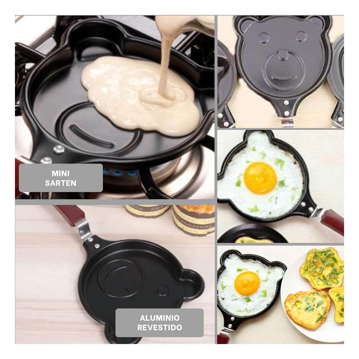 PACK6 CAZUELA CABEZA DE OSO PLOMO COMODA Y FACIL DE USAR COCINAR INGREDIENTES Y+PAPEL REGALO - 3