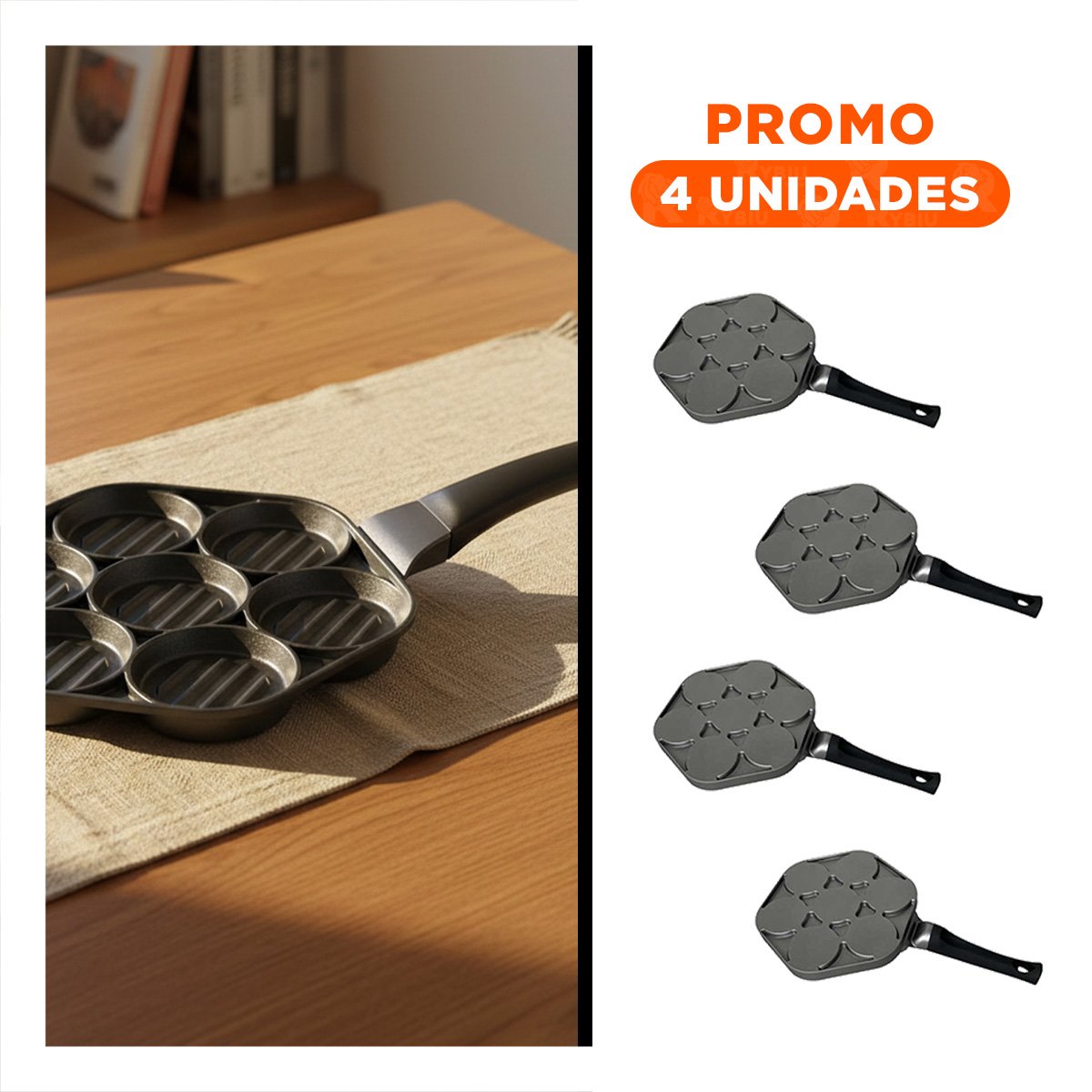 PACK4 BANDEJA ANTIADHERENTE PARA PANQUEQUES Y BOCADILLOS CASEROS NEGRO - 1