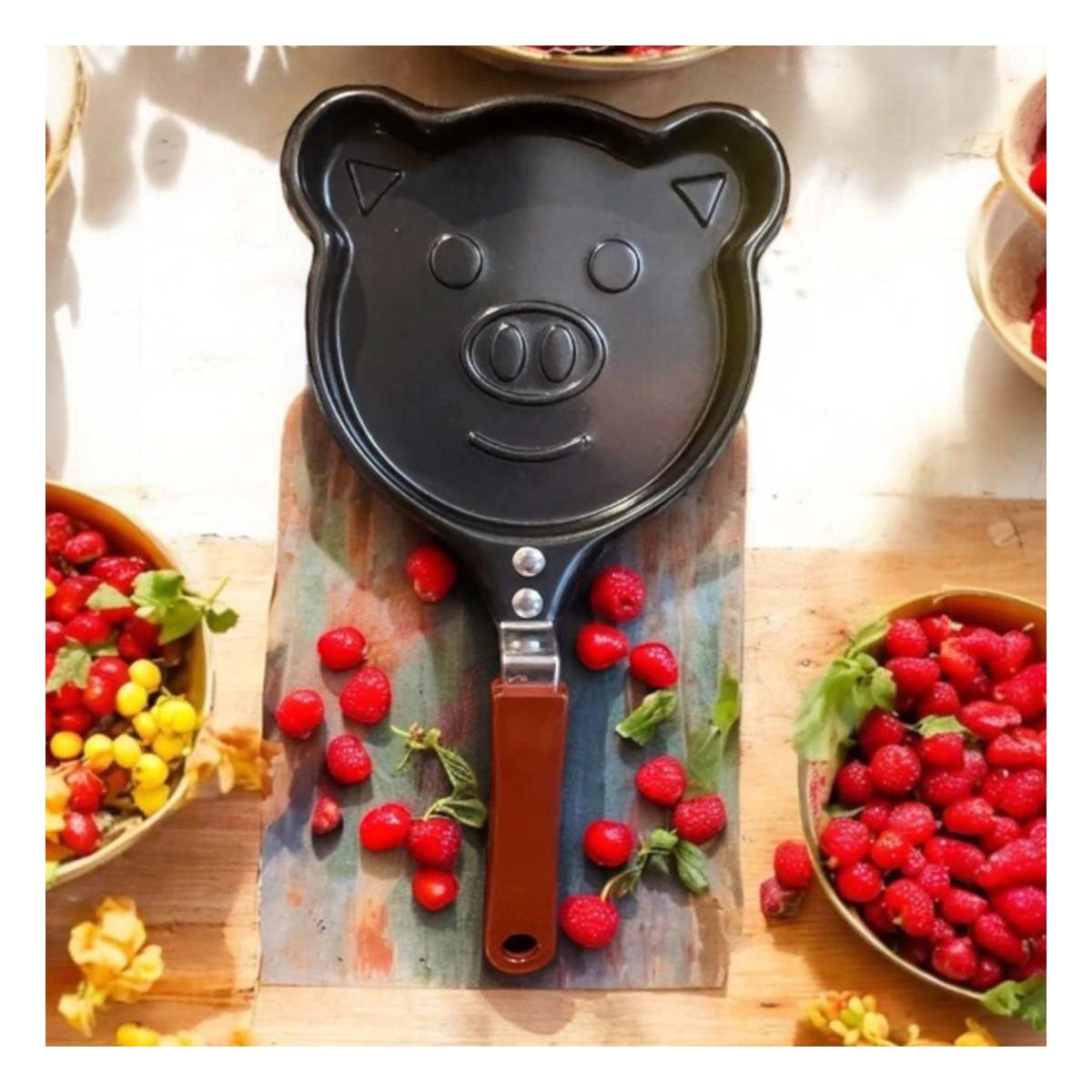 SARTEN CABEZA DE CHANCHO PLOMO COMODO Y FACIL DE USAR COCINAR INGREDIENTES Y+REGALO STICKER - 5