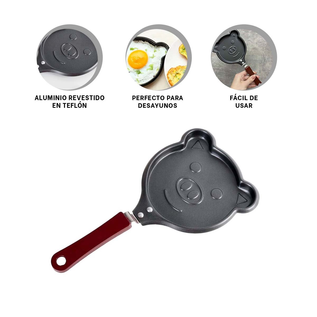 SARTEN CABEZA DE CHANCHO PLOMO PRACTICO Y FUNCIONAL COCINAR SNACKS Y+PAPEL REGALO - 5