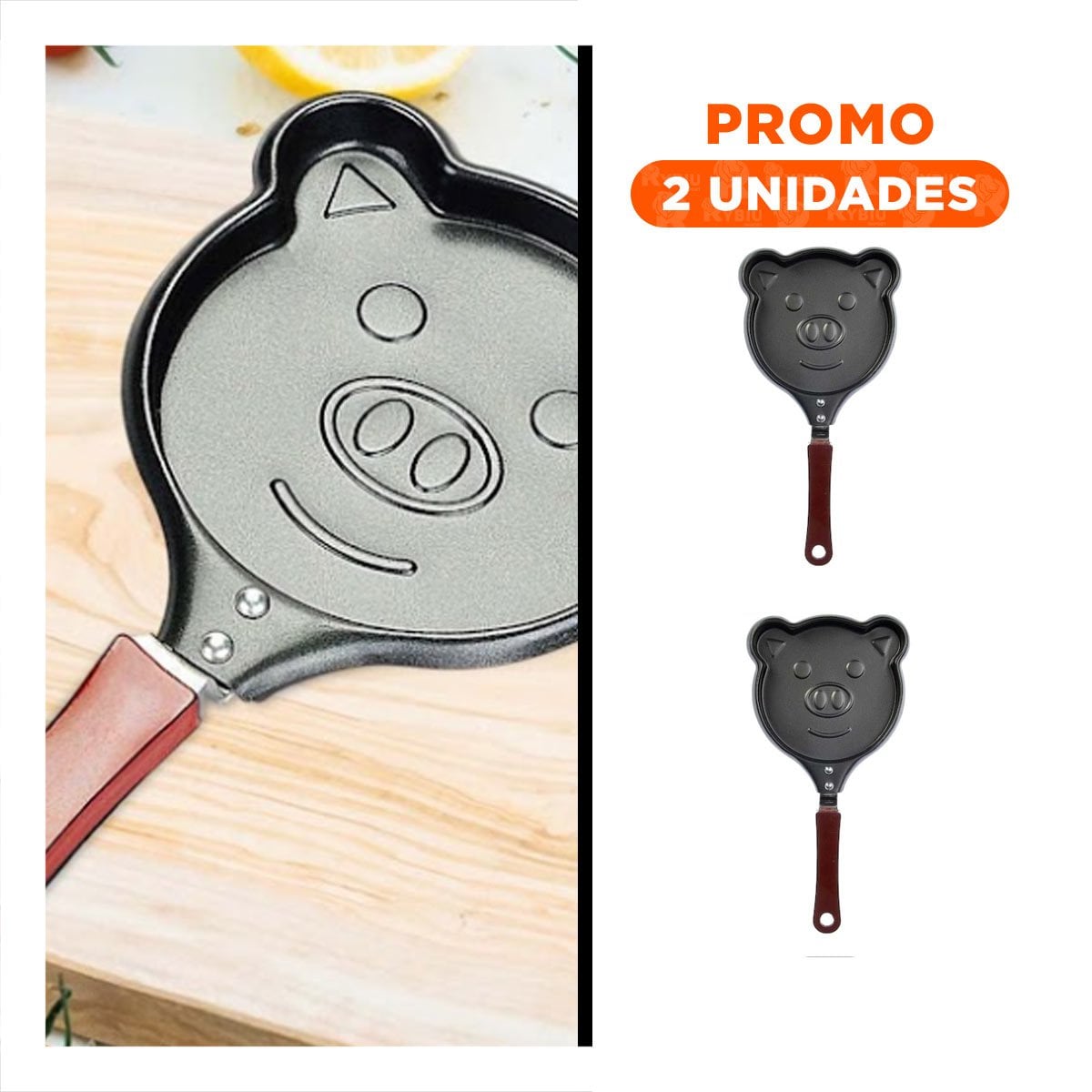 PACK2 OLLA CABEZA DE CHANCHO PLOMO COMODA Y FACIL DE USAR COCINAR SNACKS Y+REGALO STICKER - 1