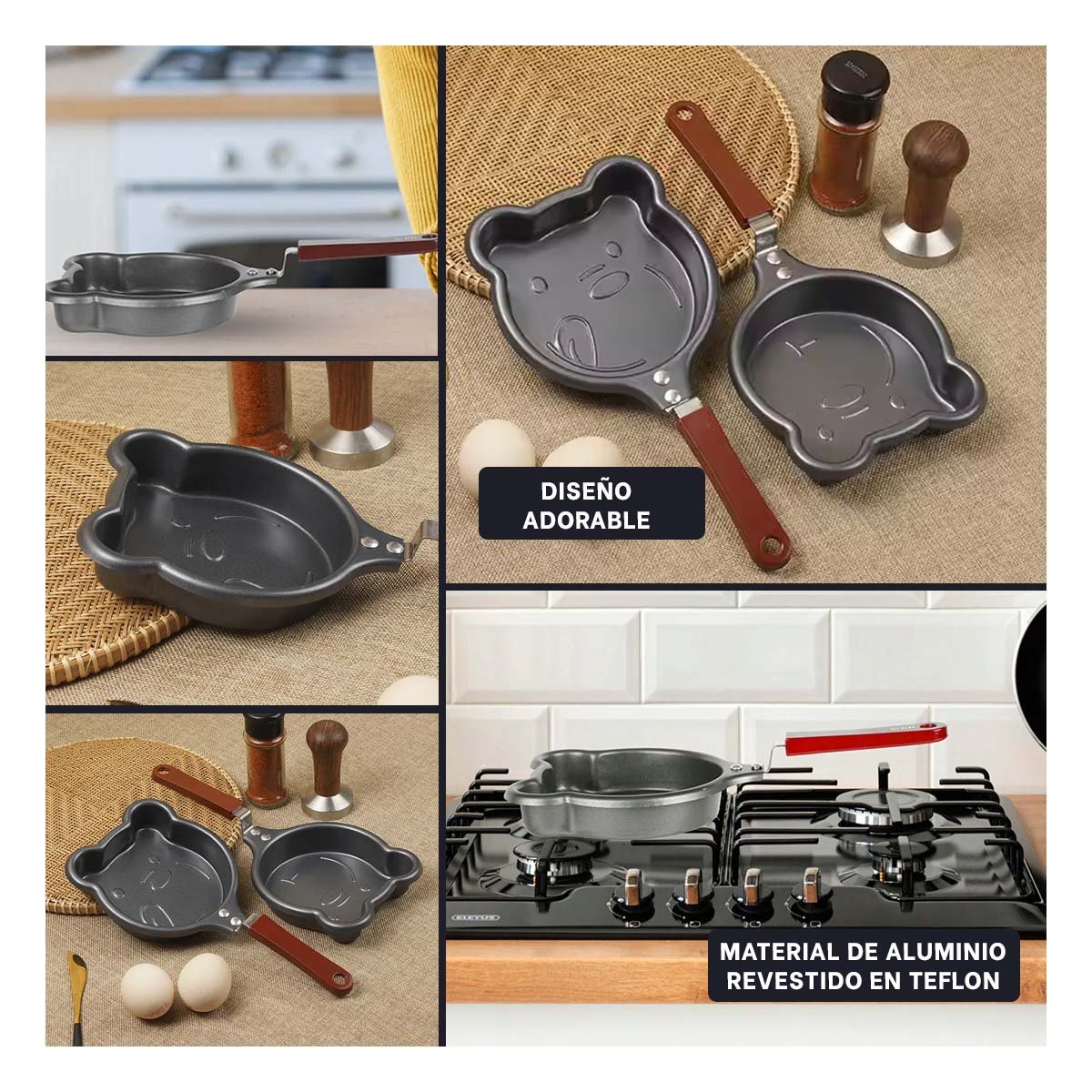 MINI CACEROLA CABEZA DE OSO PLOMO COMODO Y RESISTENTE COCINAR HUEVOS - 2