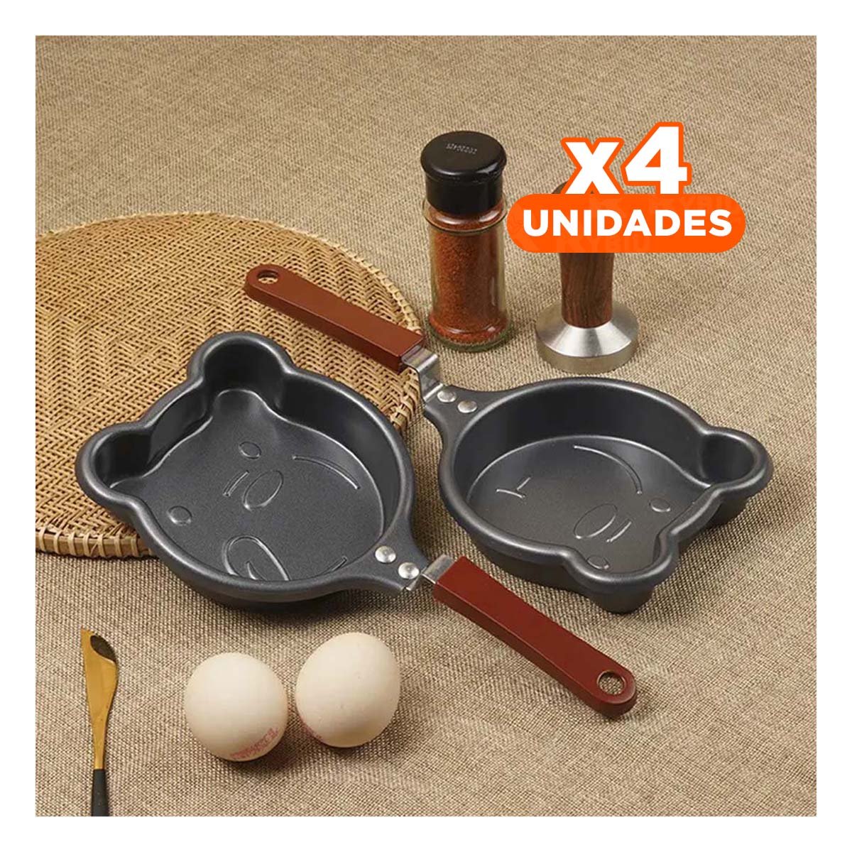 PACK4 CAZO CABEZA DE OSO PLOMO FUNCIONAL Y COMODA COCINAR HUEVOS Y+PAPEL REGALO - 1