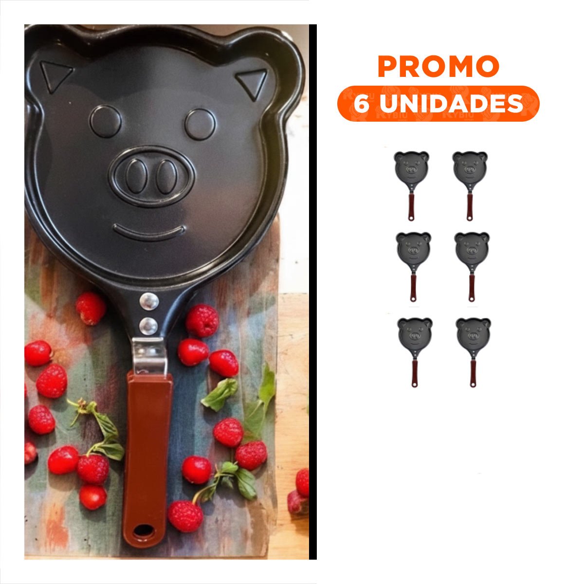 PACK6 CAZUELA CABEZA DE CHANCHO PLOMO DURADERA Y RESISTENTE COCINAR COMIDAS Y+REGALO STICKER - 1