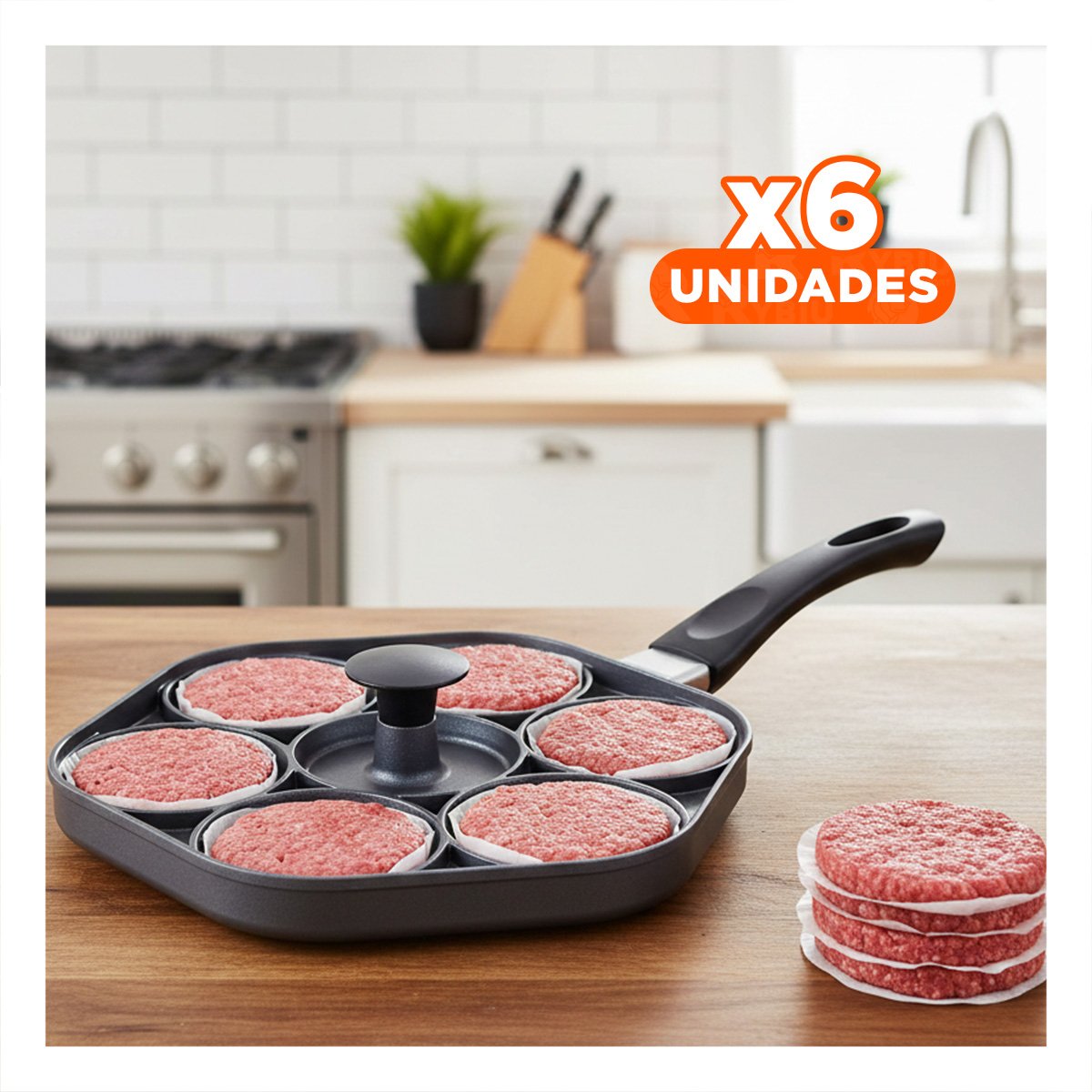 PACK6 PARRILLA CON 7 ESPACIOS PARA COMIDAS SIMPLES Y RICAS NEGRO - 1