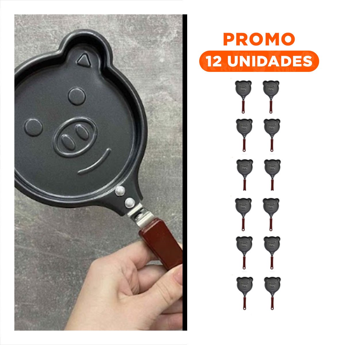 PACK12 CAZUELA CABEZA DE CHANCHO PLOMO FUNCIONAL Y COMODA COCINAR HUEVOS - 1