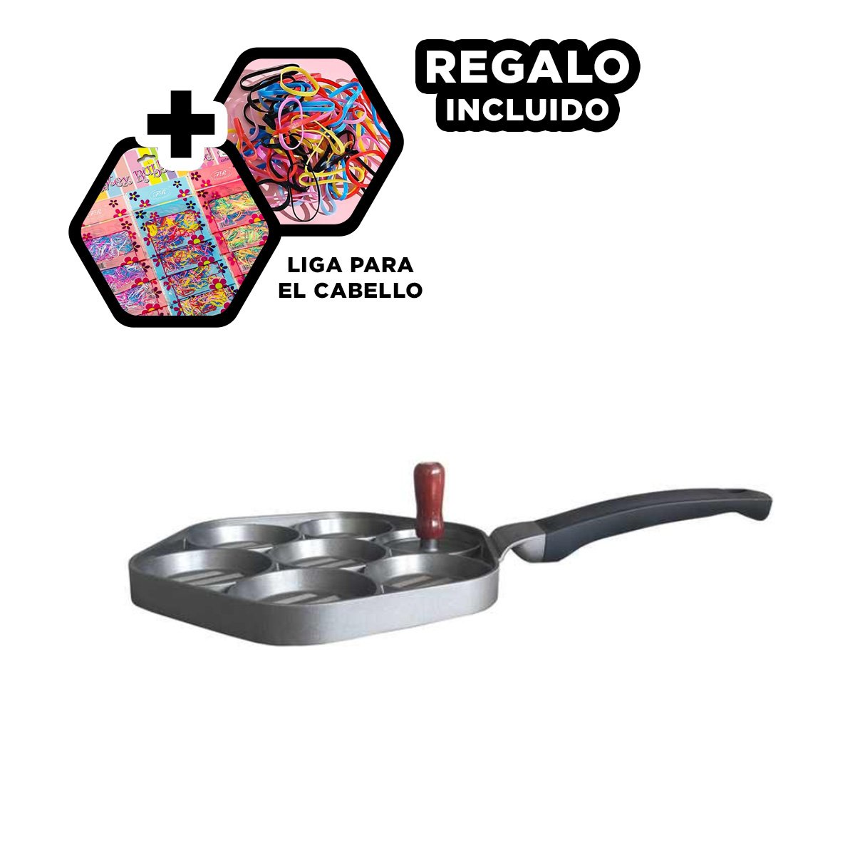SARTEN PARA COCINA CREATIVA CON 7 ESPACIOS PRACTICOS NEGRO YLIGAS REGALO - 2