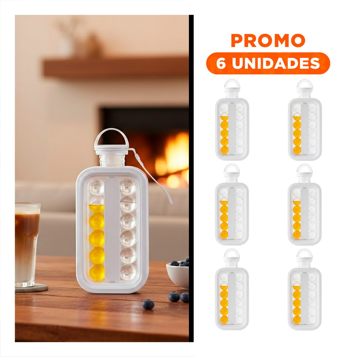 PACK6 CONTENEDOR PARA PREPARAR CUBOS DE HIELO UNIFORMES Y LISTOS A USAR YREGALO STICKER - 1