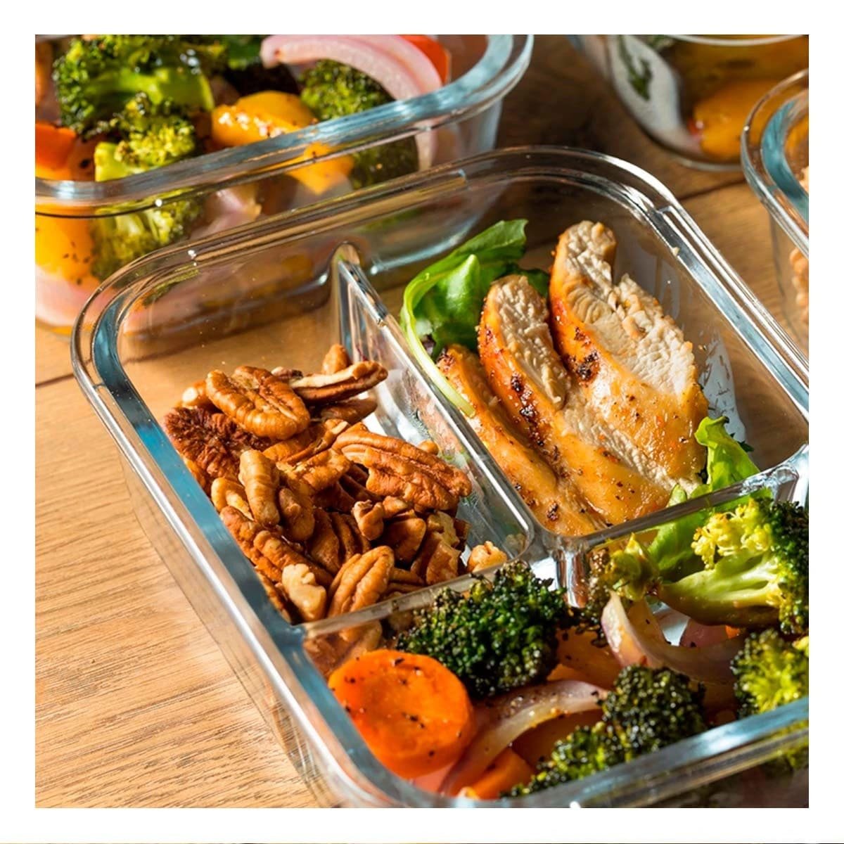 PACK4 CONTENEDOR DE COCINA EN VIDRIO ROSADO CON 3 DIVISIONES Y+REGALO STICKER - 3