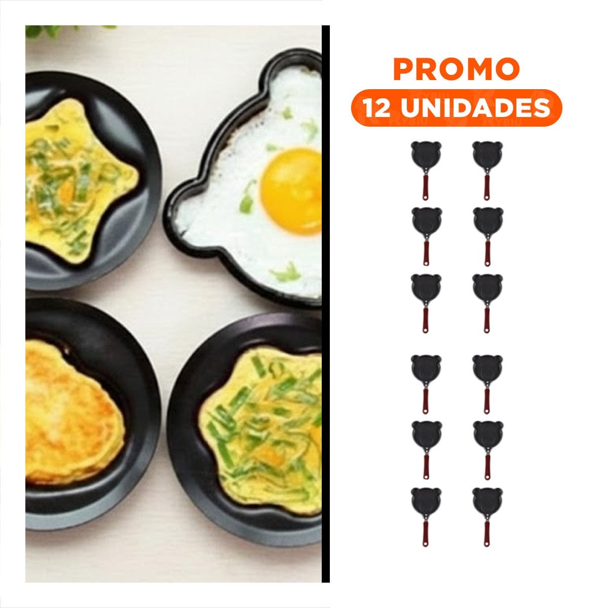 PACK12 CAZUELA CABEZA DE OSO PLOMO FUNCIONAL Y COMODA COCINAR HUEVOS - 1