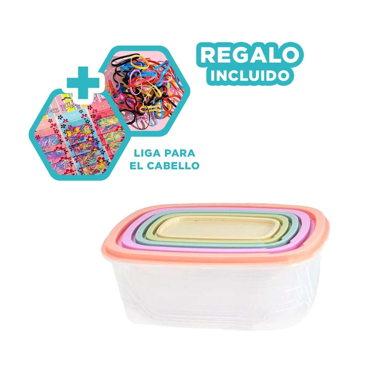 ORGANIZADORES RECTANGULARES 5 PIEZAS EN COLORES PASTEL PARA COCINA Y HOGAR Y+LIGAS REGALO - 2