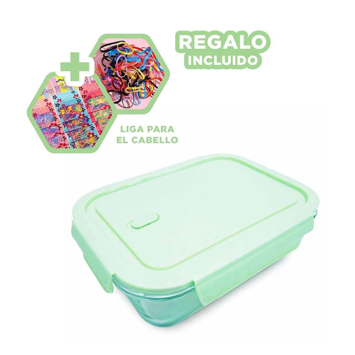 ORGANIZADOR DE VIDRIO VERDE CON 3 DIVISIONES PARA COCINA Y OFICINA Y+LIGAS REGALO - 2