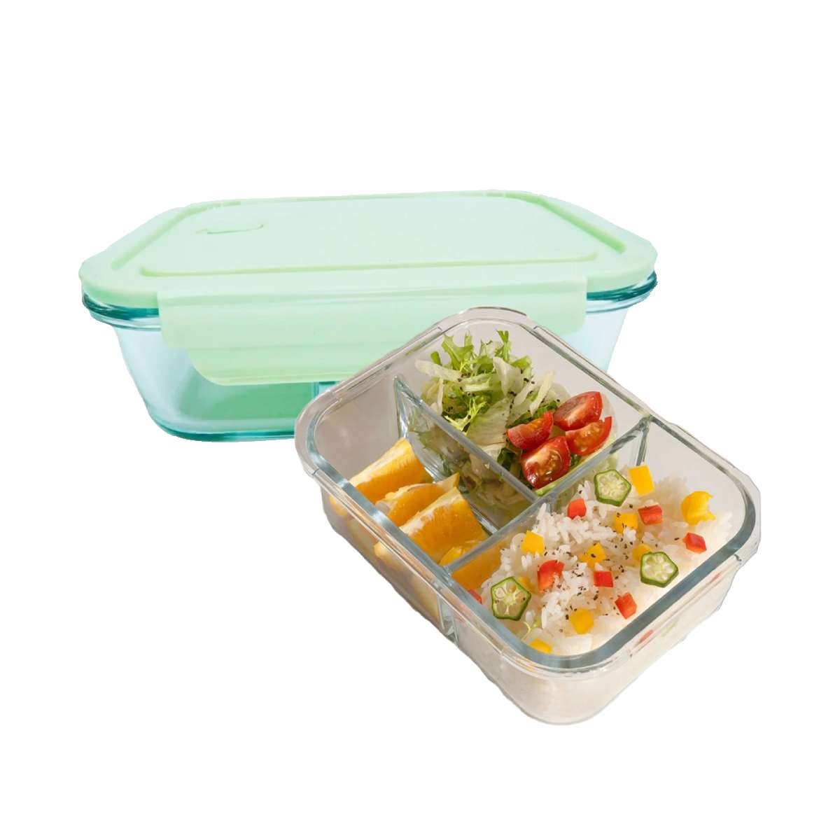 ORGANIZADOR DE VIDRIO VERDE CON 3 DIVISIONES PARA COCINA Y OFICINA Y+LIGAS REGALO - 5