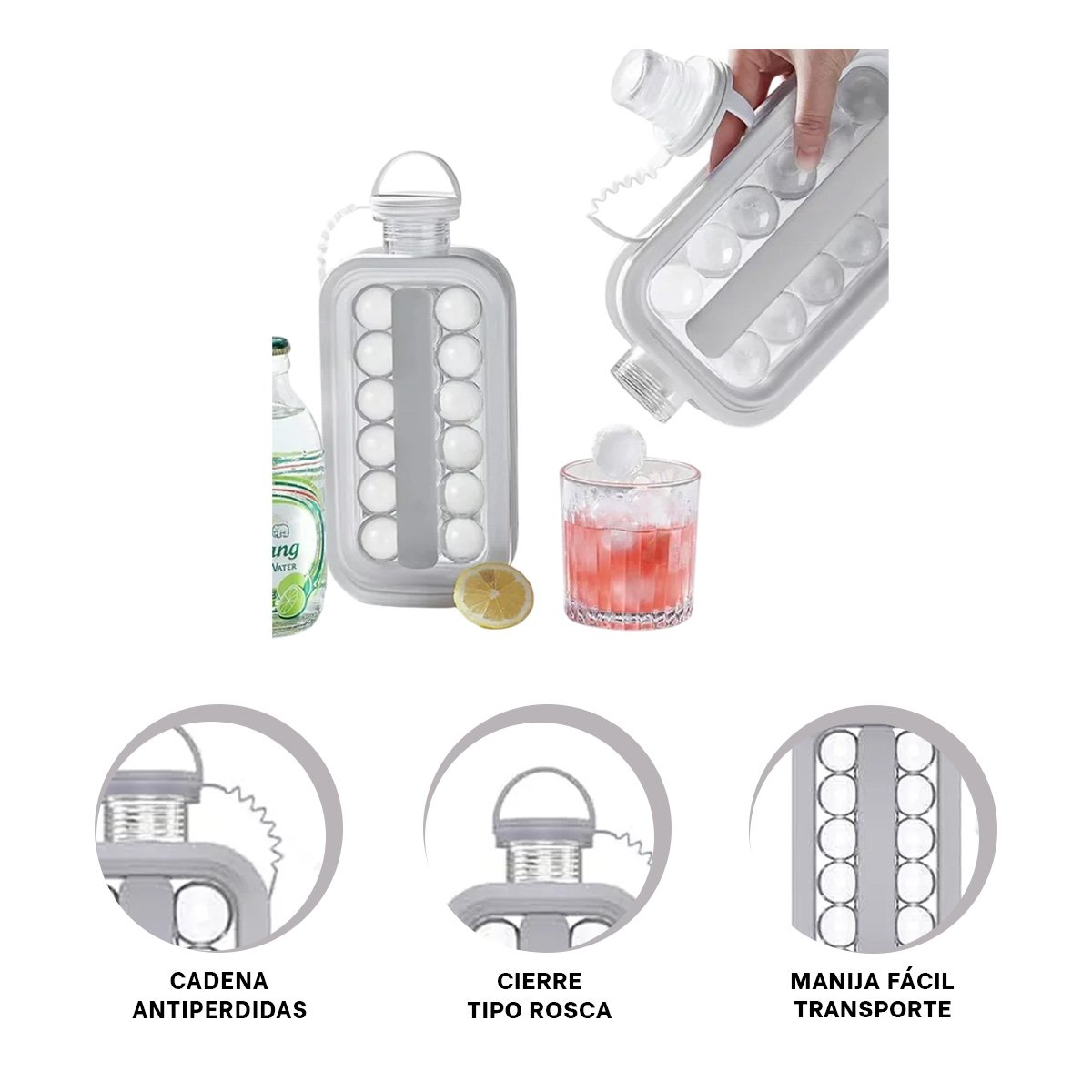 HIELERA PARA SERVIR CUBOS DE HIELO EN REUNIONES Y EVENTOS GRIS YPAPEL REGALO - 5