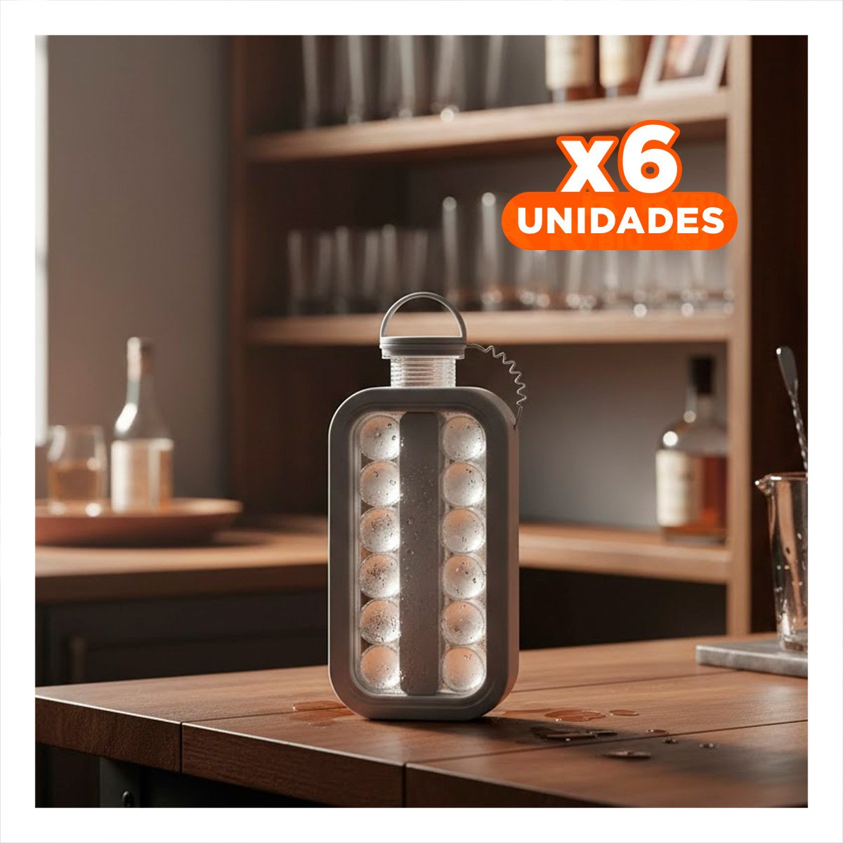PACK6 CONTENEDOR EN BOTELLA QUE MANTIENE HIELO Y BEBIDAS LISTAS GRIS - 1